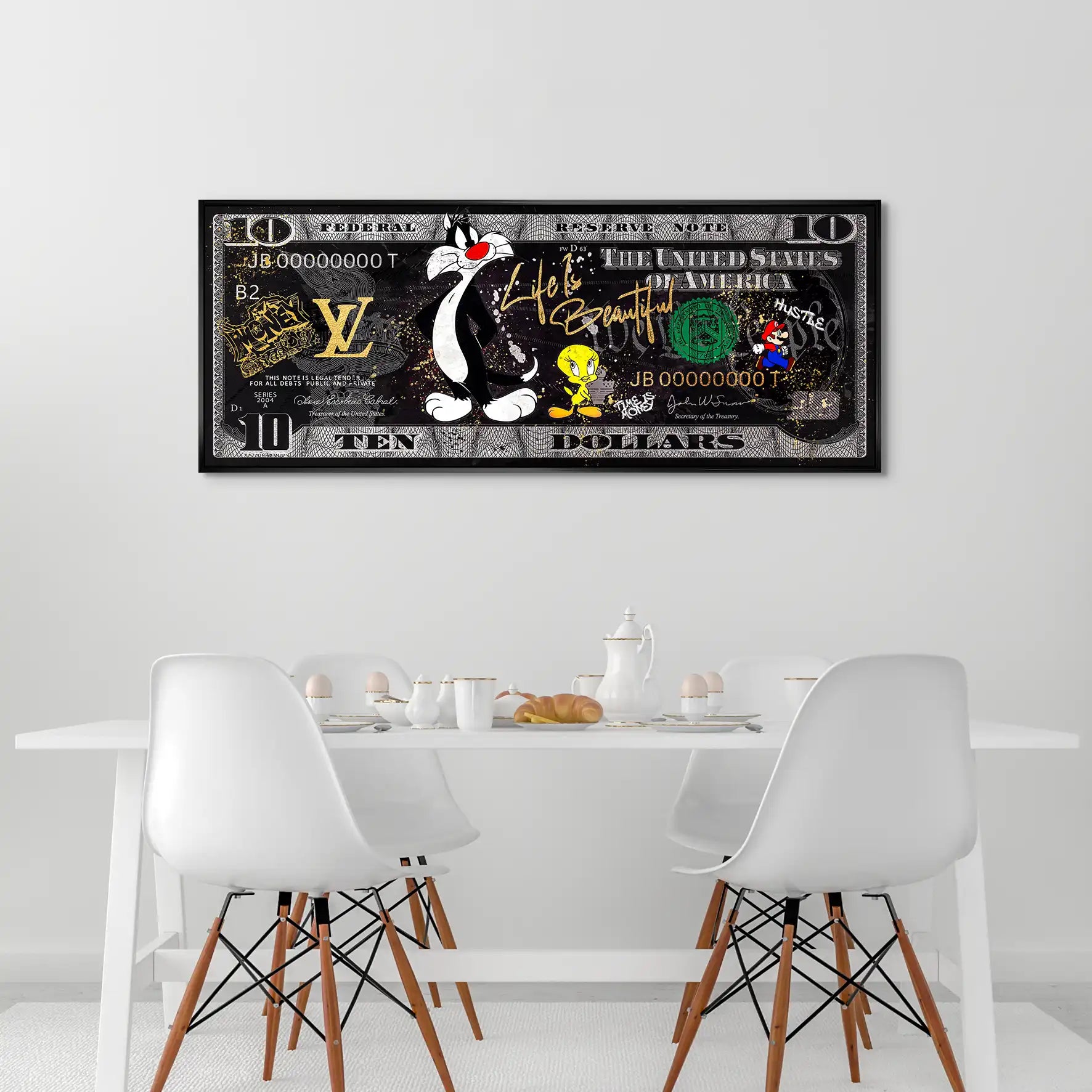 Tweety und Sylvester Hustle Dollar AluDibond Bild INGALERIE