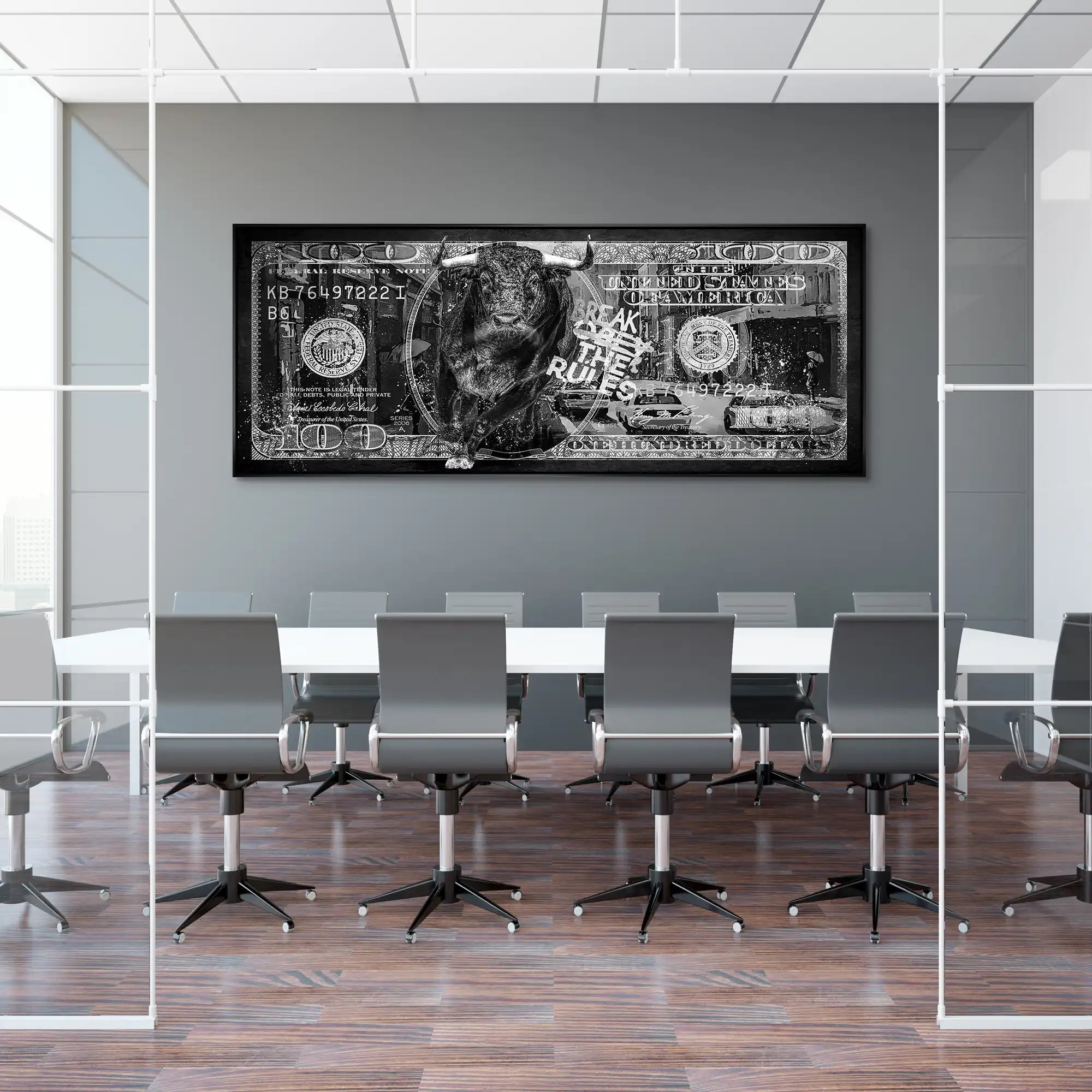 Dollar Stier NY Rules Black AluDibond Bild INGALERIE