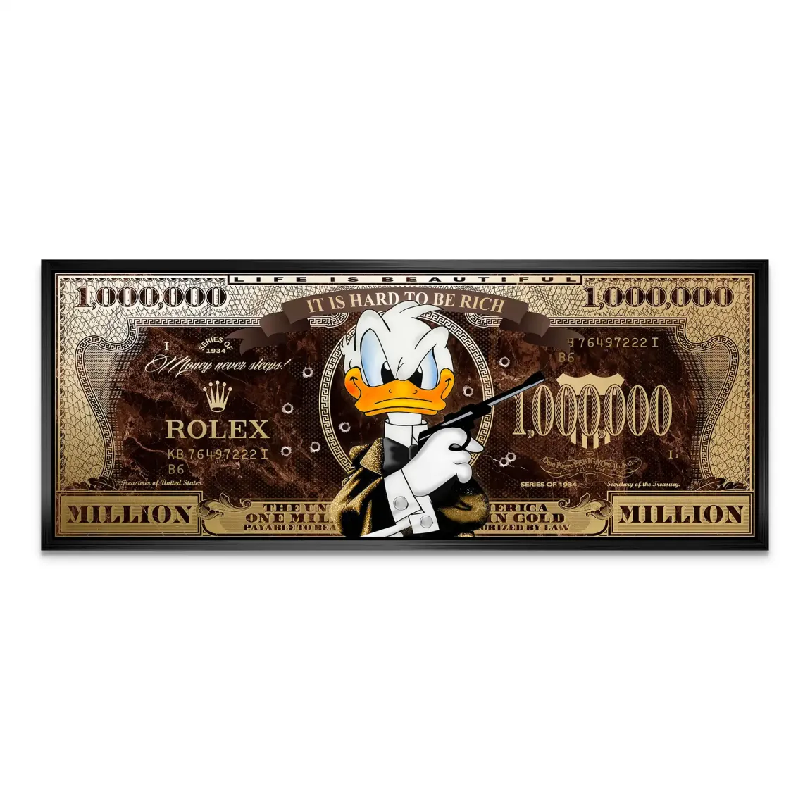Donald Duck Rich State of Mind Pop Art AluDibond Bild INGALERIE