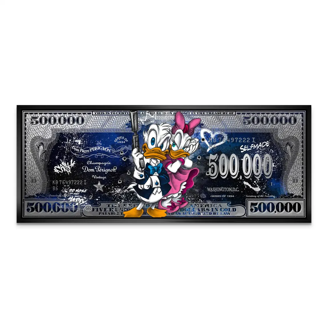 Donald & Daisy Duck Blue Pop Art Dollar AluDibond Bild INGALERIE
