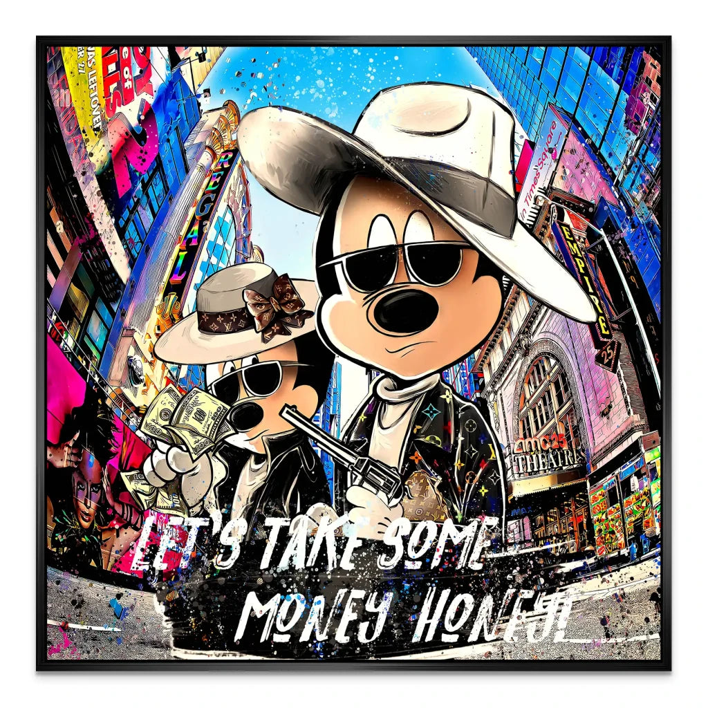 Micky & Minnie Gangster Goes Shopping AluDibond Bild INGALERIE