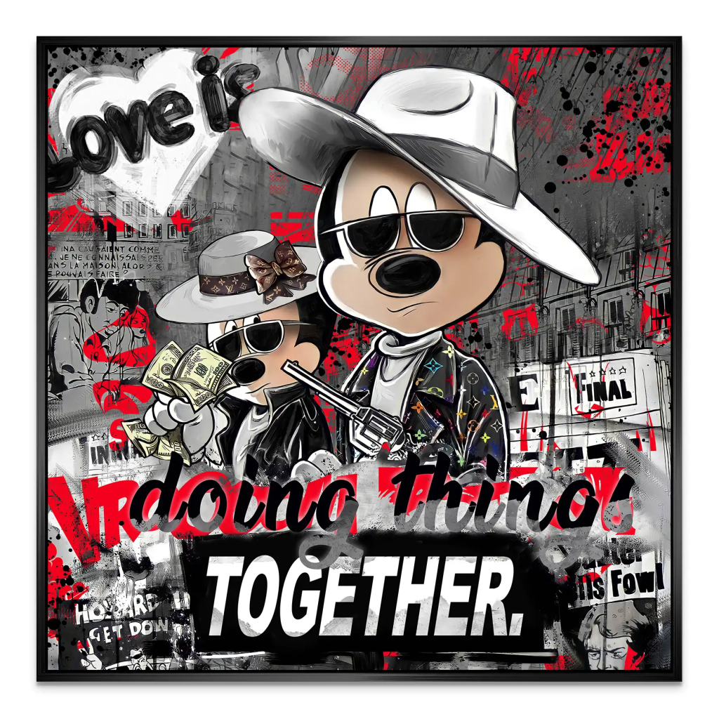 Micky & Minnie Gangster Streetart AluDibond Bild INGALERIE