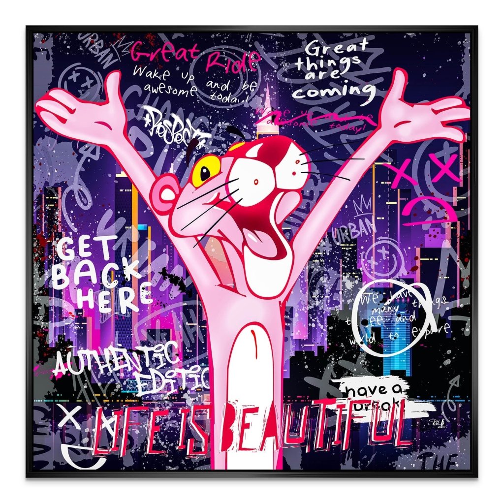 Pink Panther Street Art AluDibond Bild INGALERIE