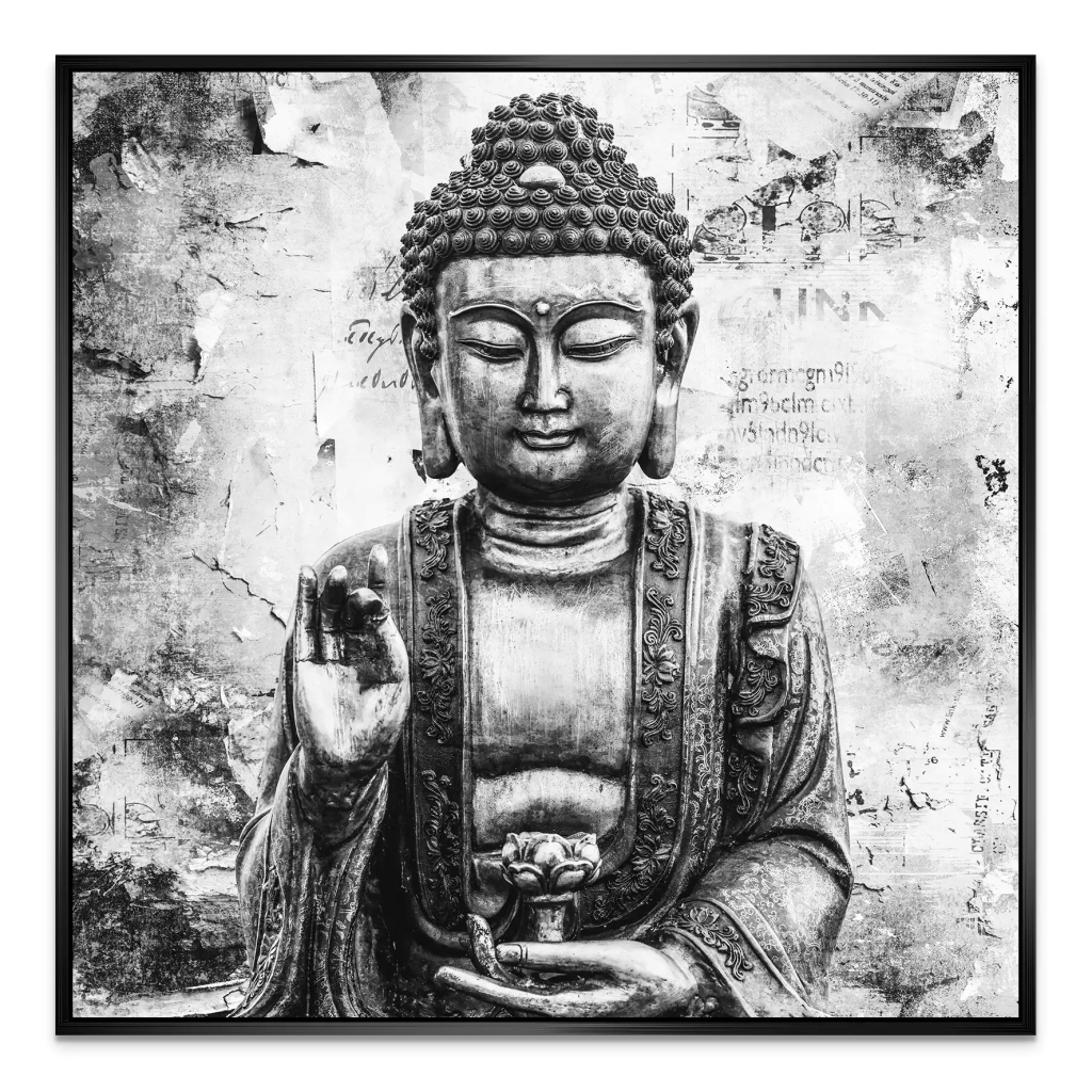 Buddha Abstrakt Black & White AluDibond Bild INGALERIE