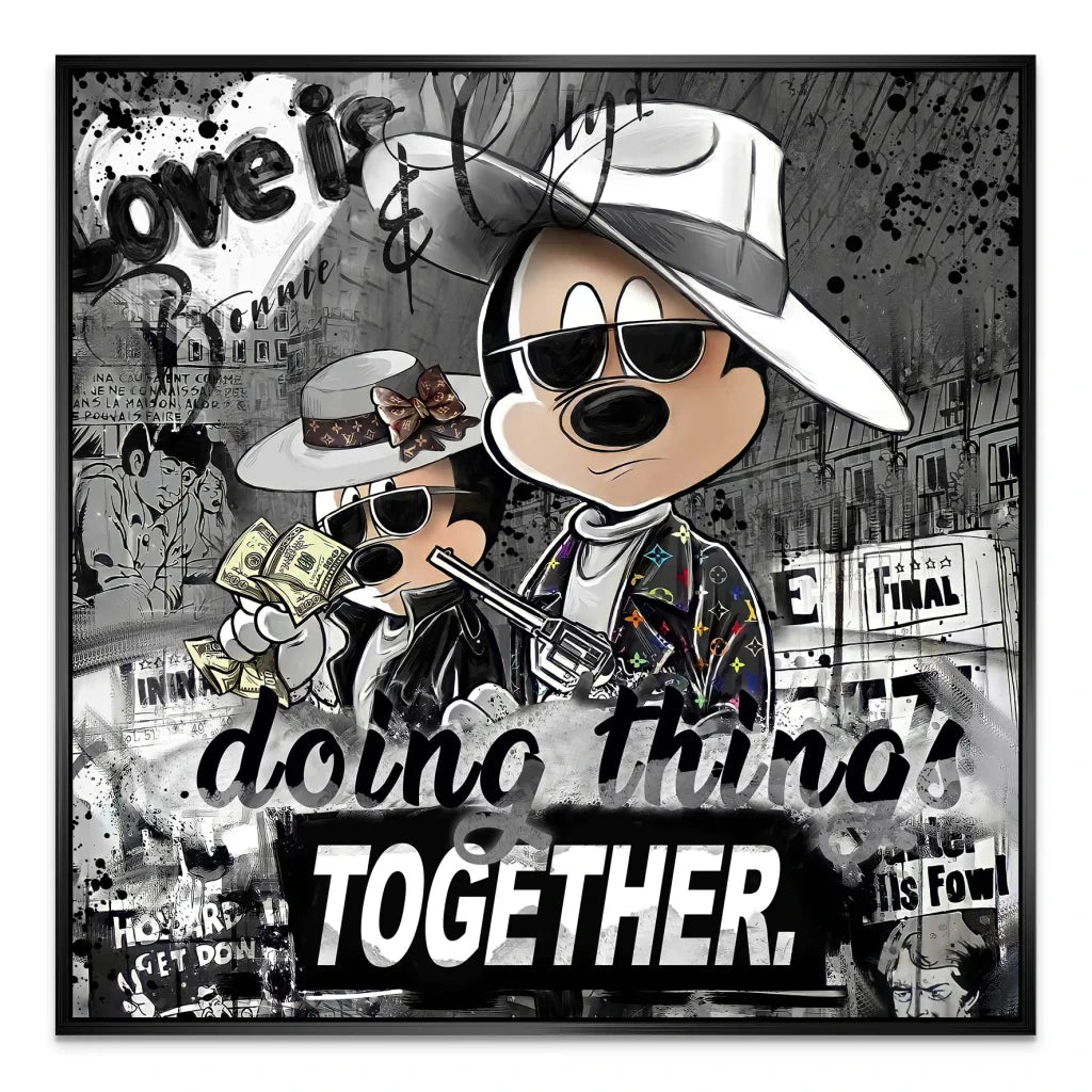 Micky & Minnie Gangster Modern Style AluDibond Bild INGALERIE