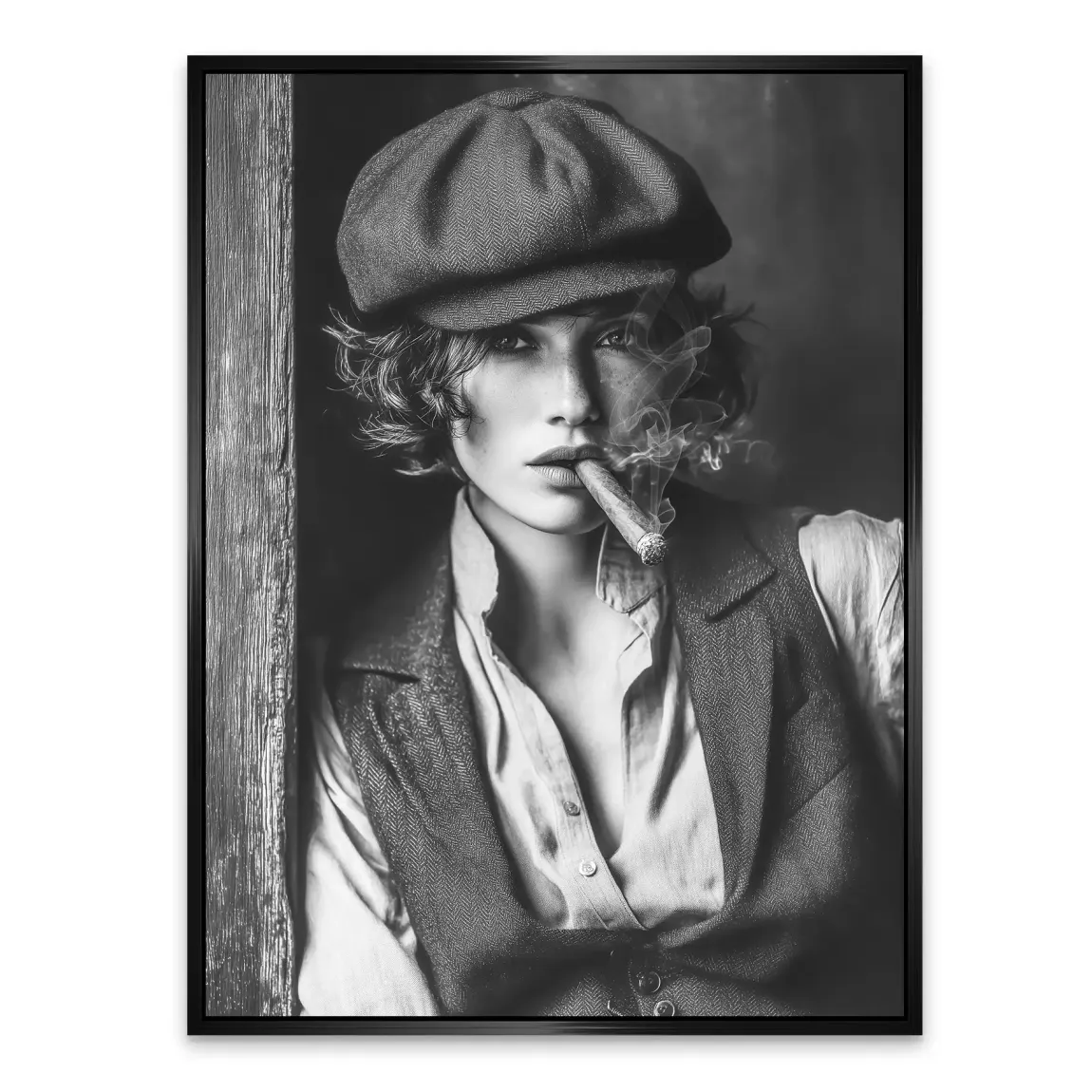 Smoke & Secrets Beauty in schwarz weiss Alu Dibond Bild INGALERIE