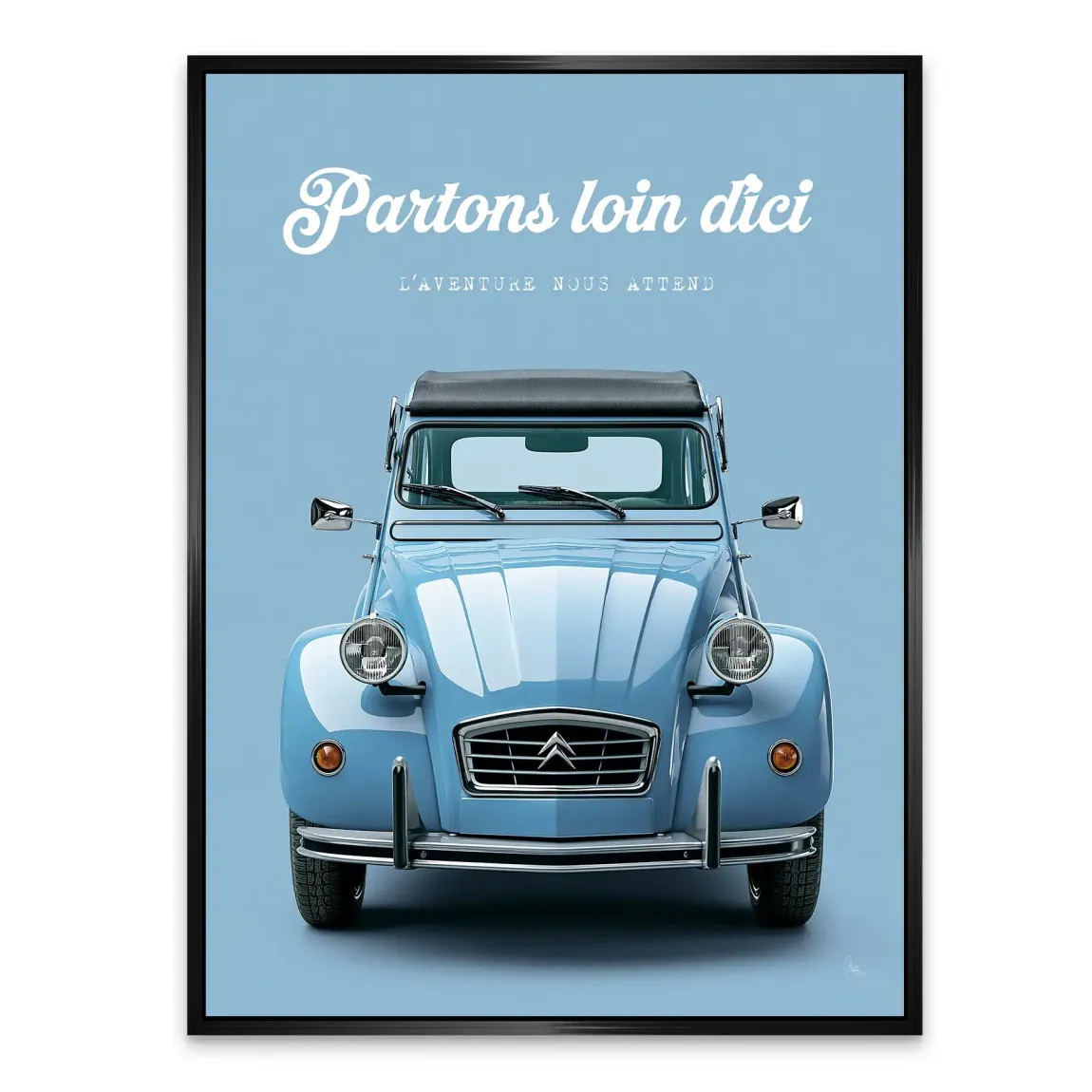 Citroen 2CV Bleu Alu Dibond Wandbild