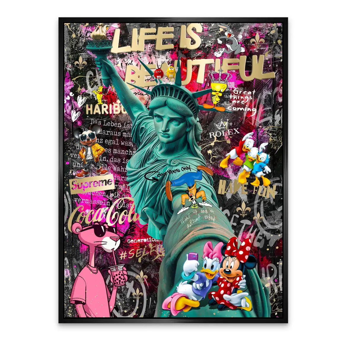 Liberty Selfie Pop Art Alu Dibond Bild