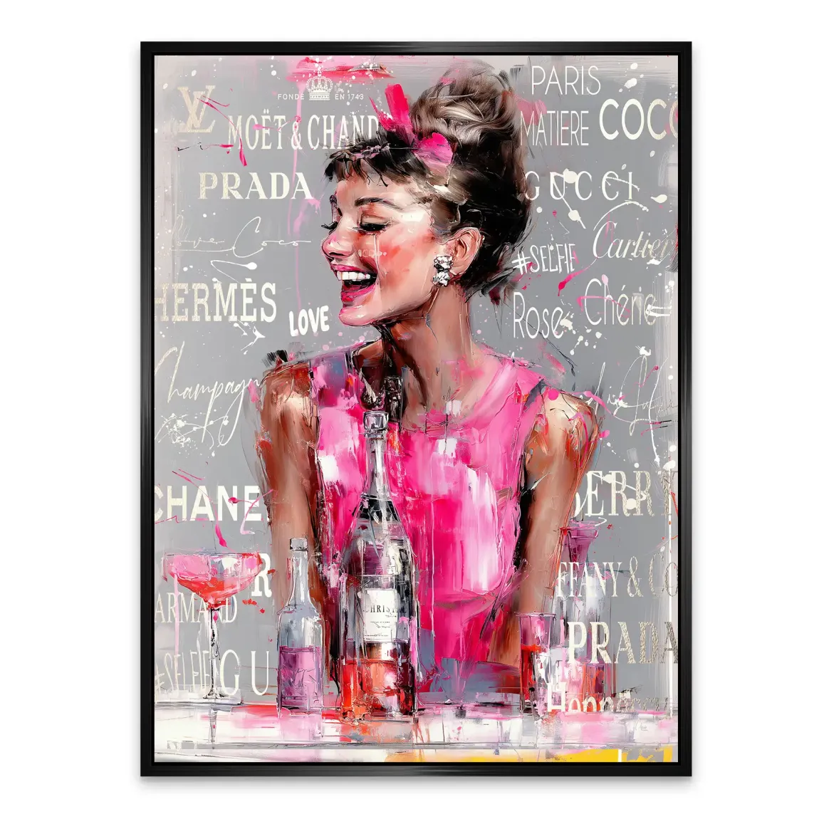 Champagne Bliss Audrey Hepburn Alu Dibond Bild