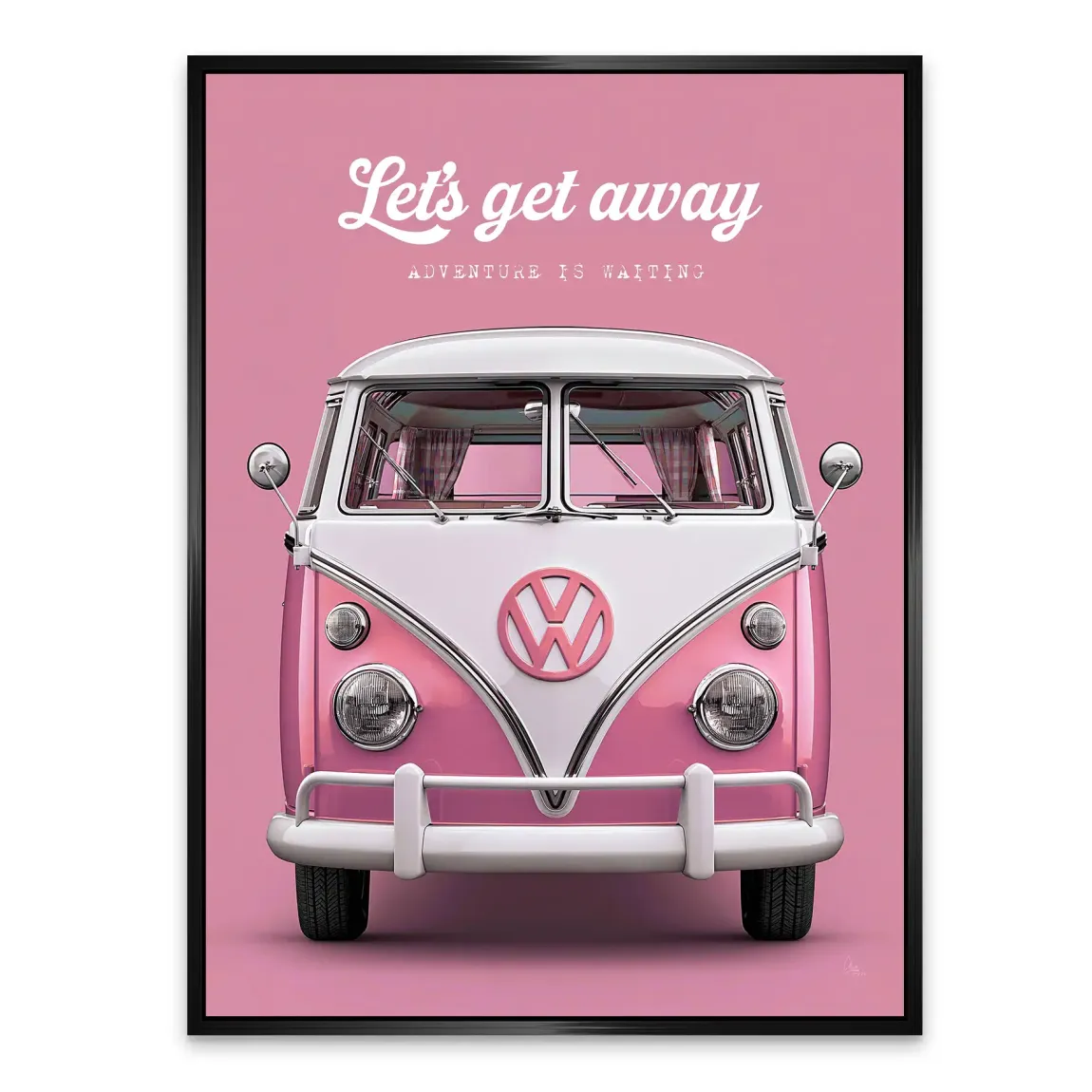 Pink VW Bulli Alu Dibond Wandbild