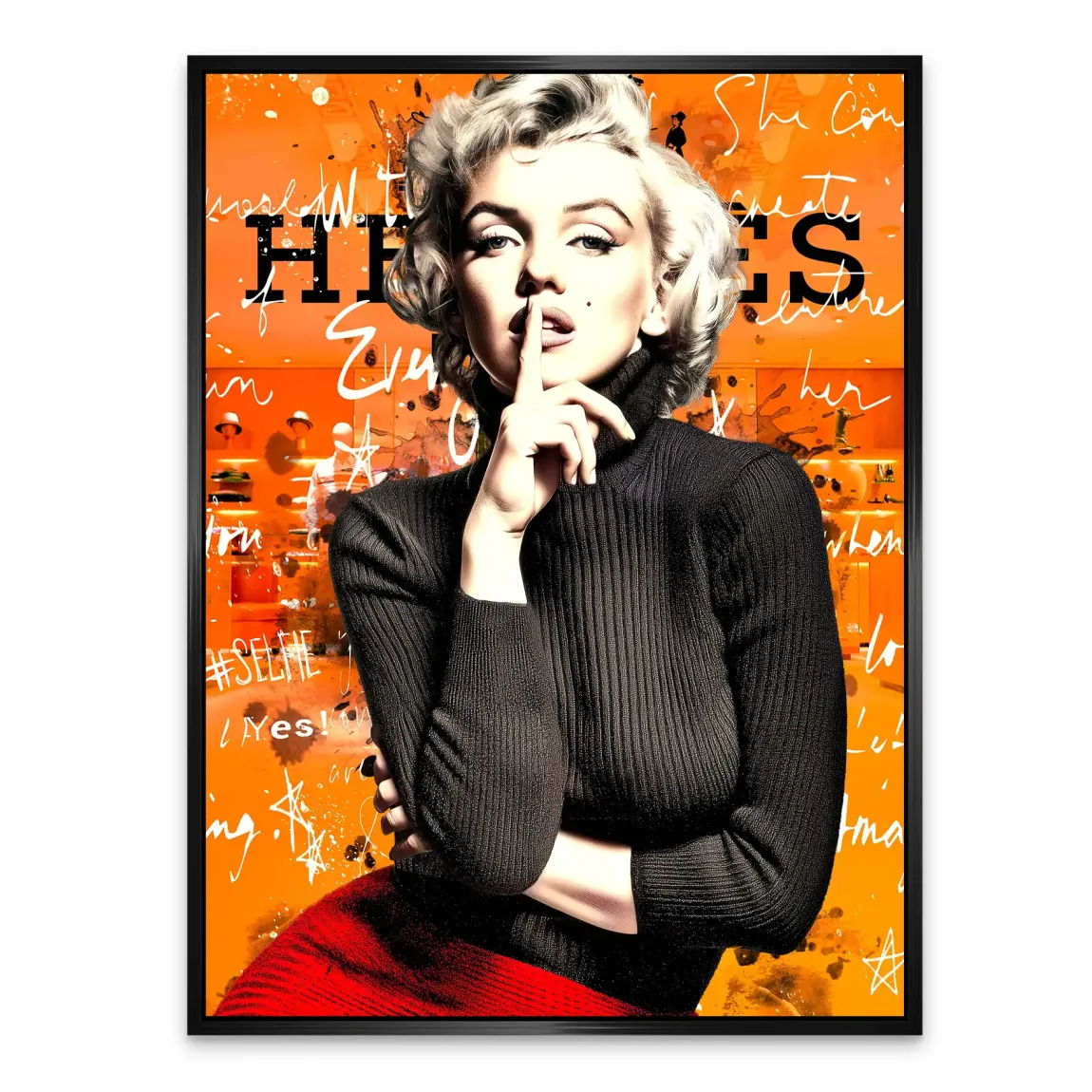 Marilyn Secret Orange Pop Art Alu Dibond Bild