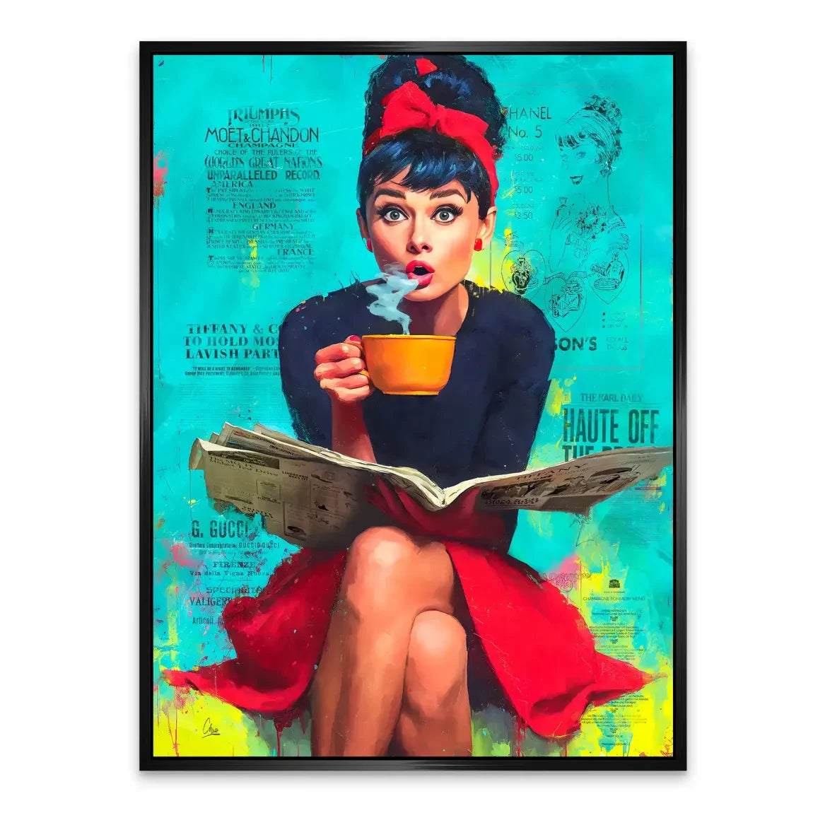 Audrey Hepburn News Pop Art Alu Dibond Bild INGALERIE