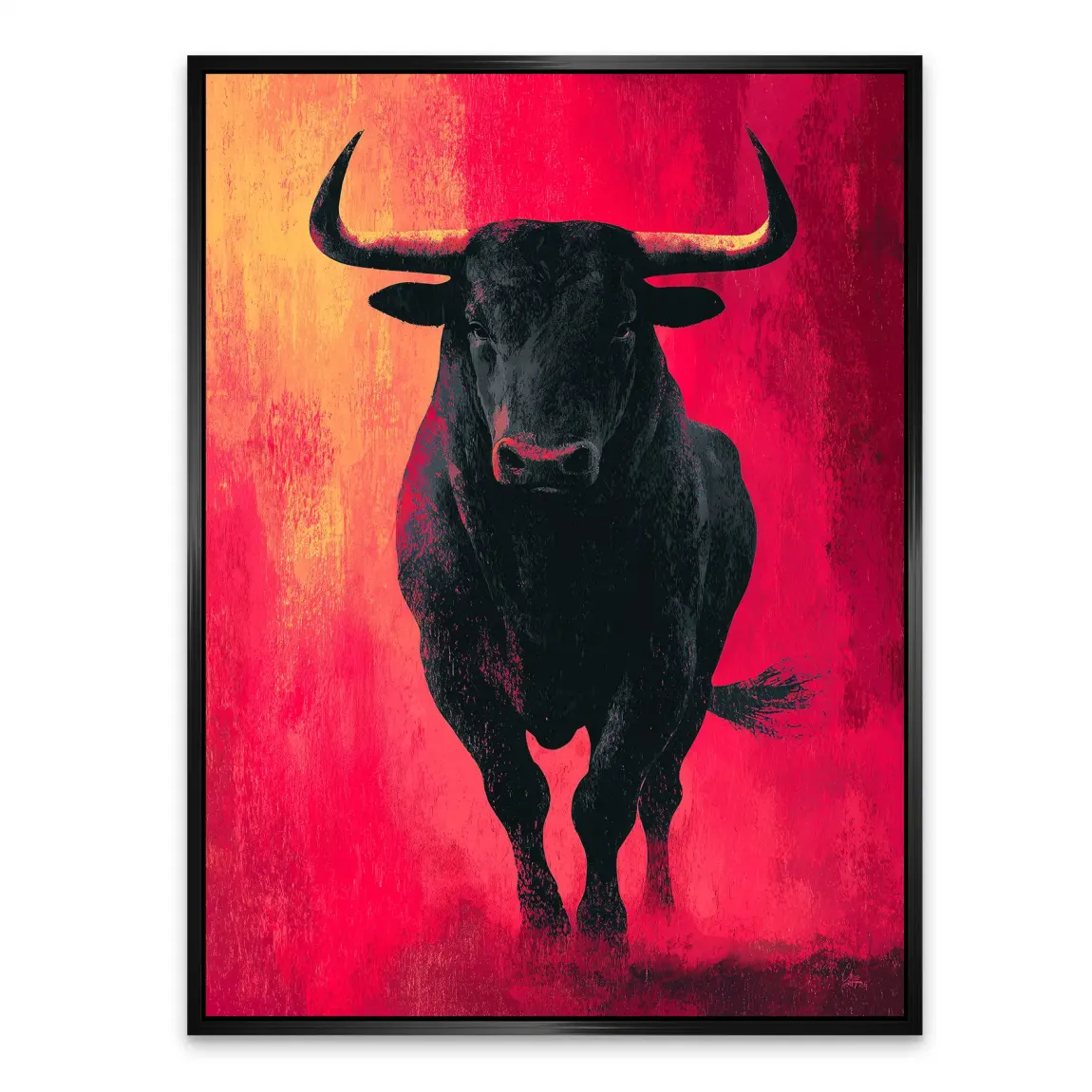 Stier in Rot Alu Dibond Wandbild