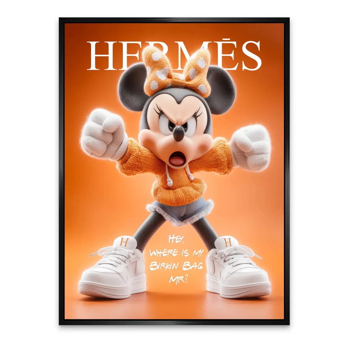 Orange Charm Minnie Maus Alu Dibond Bild