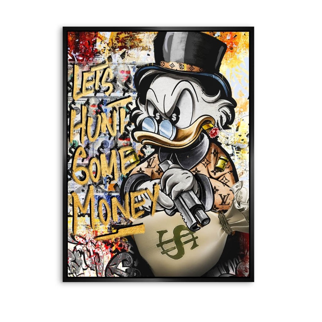 Dagobert Duck Let's Hunt Pop Art AluDibond Bild INGALERIE