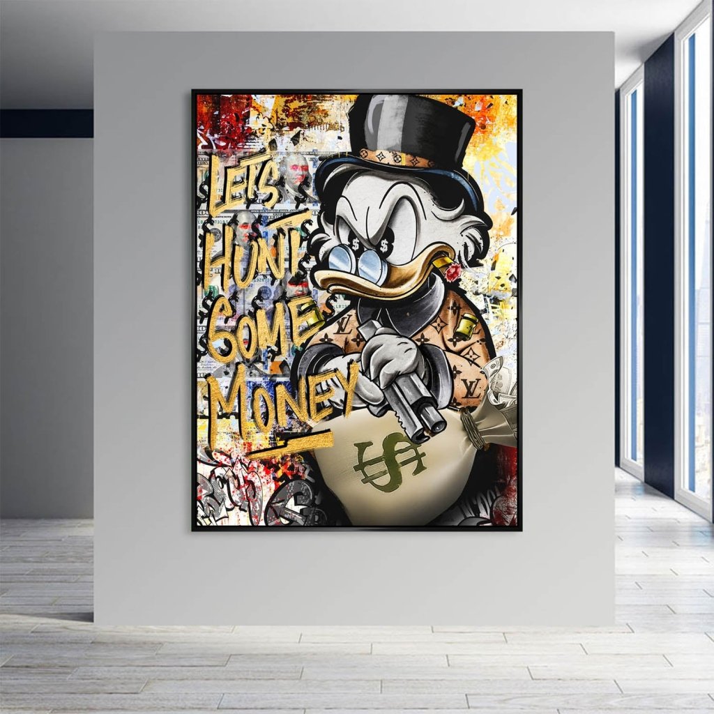 Dagobert Duck Let's Hunt Pop Art AluDibond Bild INGALERIE