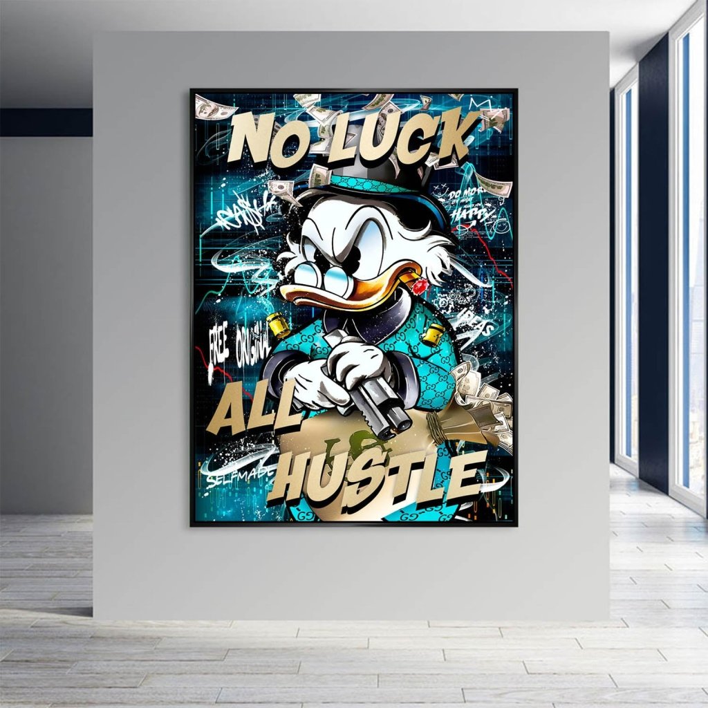 Dagobert Duck All Hustle Pop Art AluDibond Bild INGALERIE