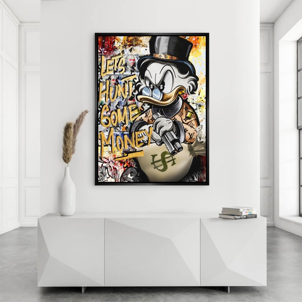 Dagobert Duck Let's Hunt Pop Art AluDibond Bild INGALERIE