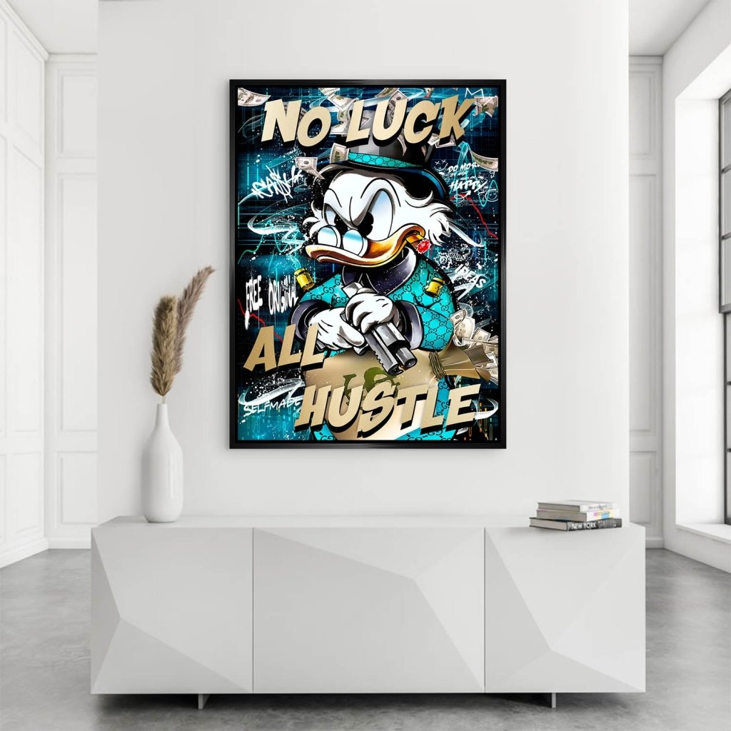 Dagobert Duck All Hustle Pop Art AluDibond Bild INGALERIE