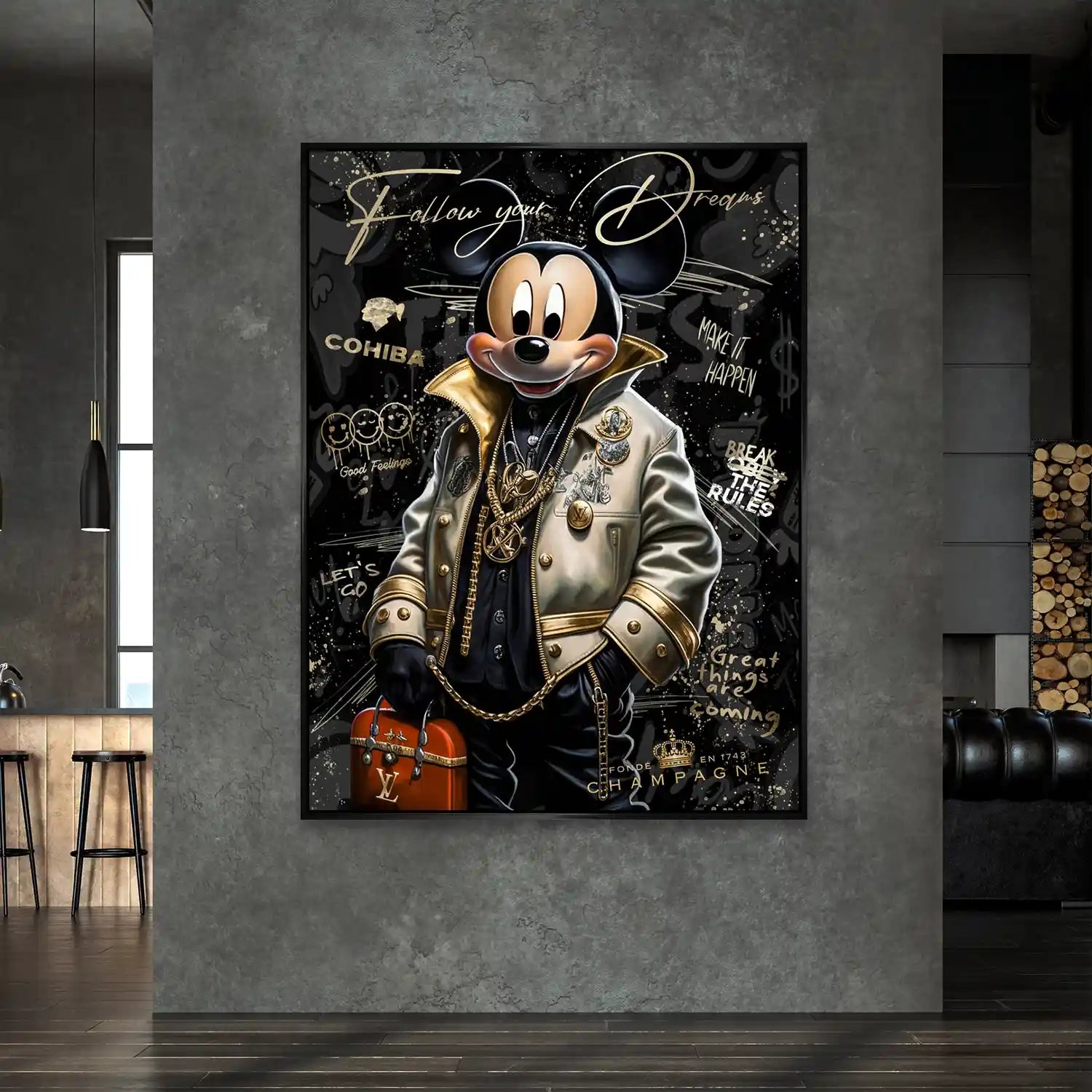 Micky Maus Dreams Pop Art Style AluDibond Bild INGALERIE