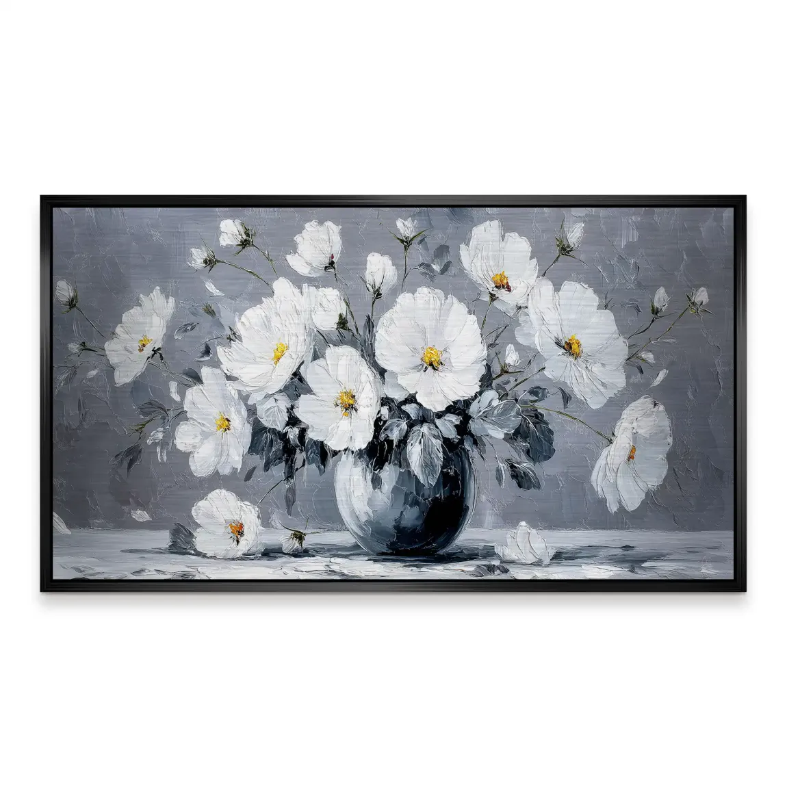 Silver White Blossom Art Alu Gebürstet