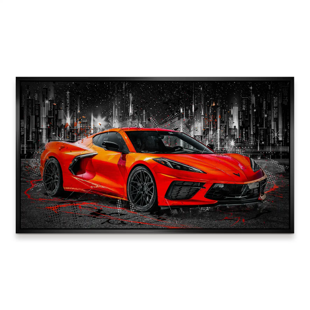 Corvette C8 Abstrakt Rot Alu Gebürstet INGALERIE