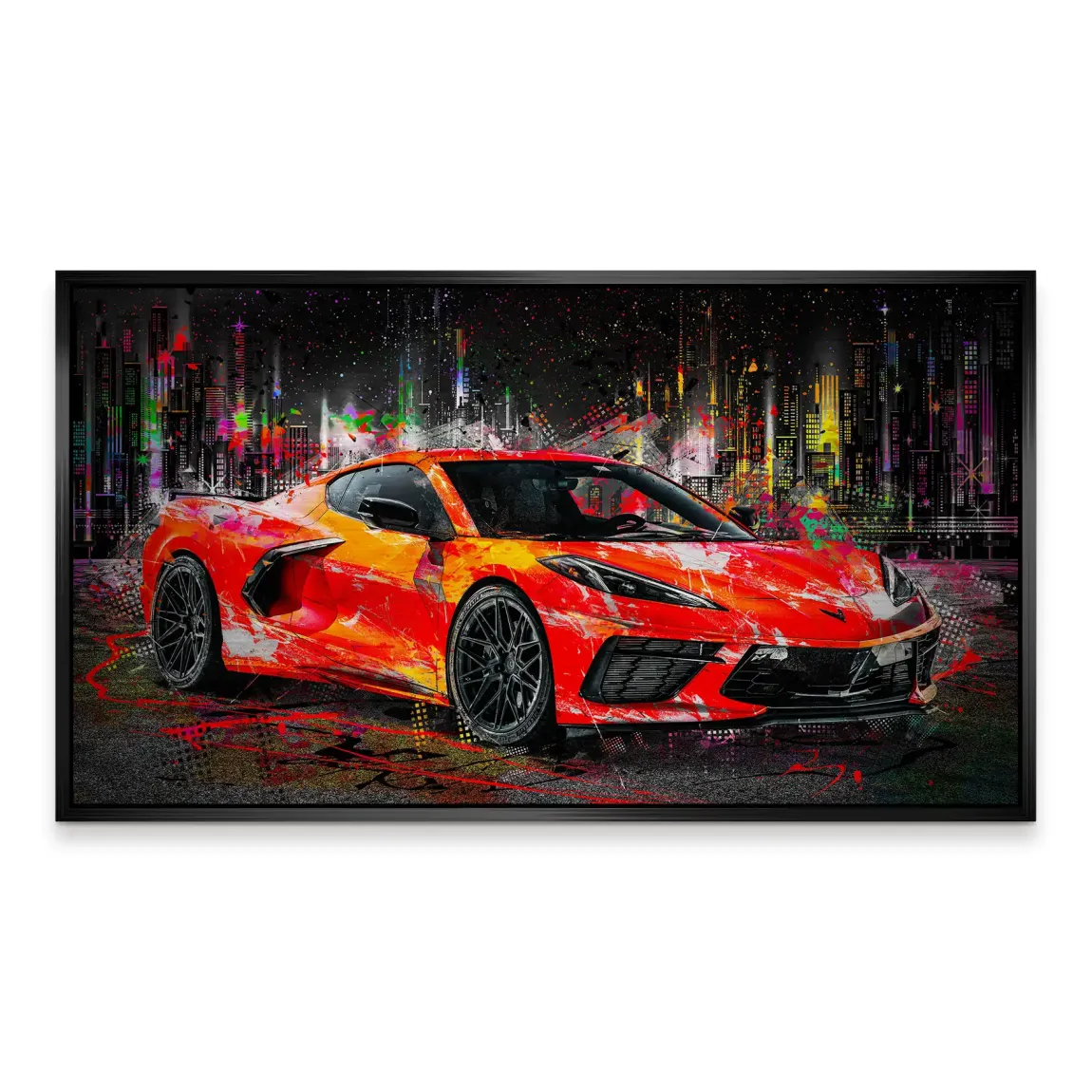 Corvette C8 Abstrak Red Style Alu Gebürstet Bild INGALERIE