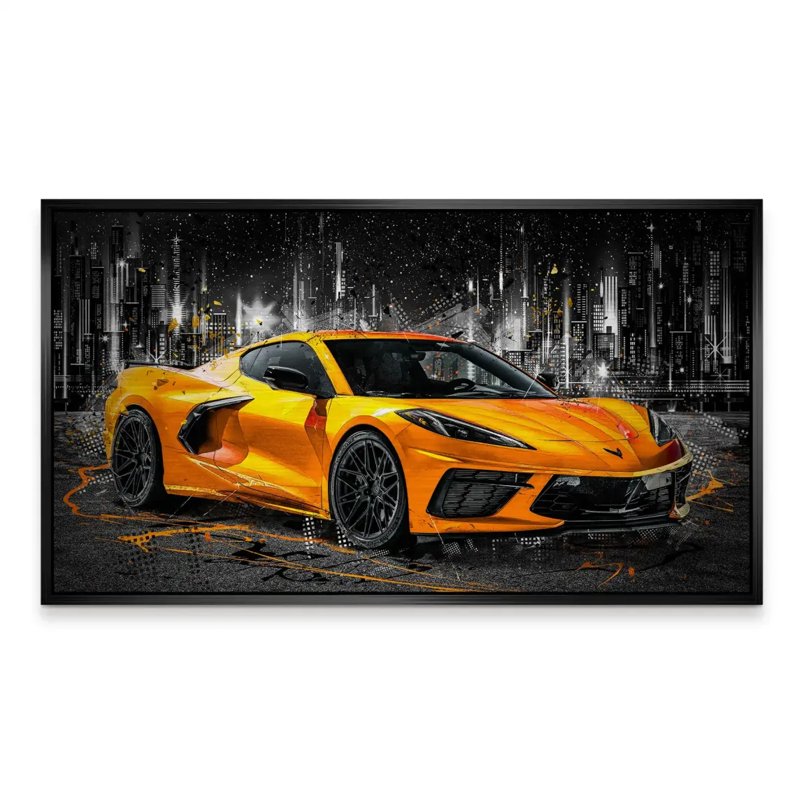 Corvette C8 Abstrak Orange Style Alu Gebürstet INGALERIE