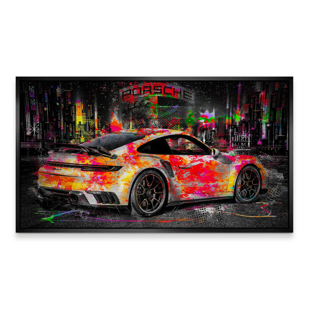 Porsche 911 Turbo Pop Art Style Alu Gebürstet INGALERIE
