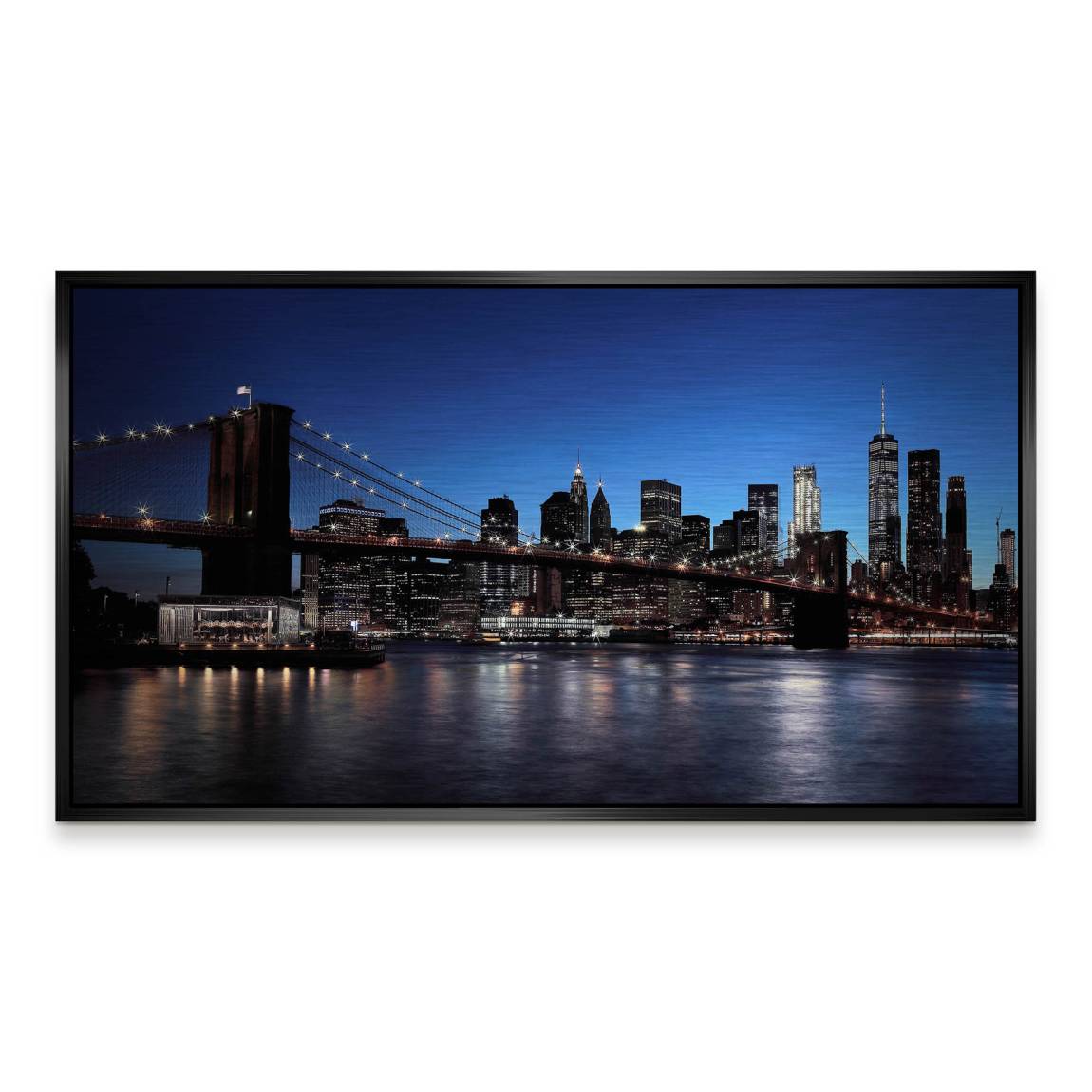 Manhatten bei Nacht Aluminiumbild gebürstet