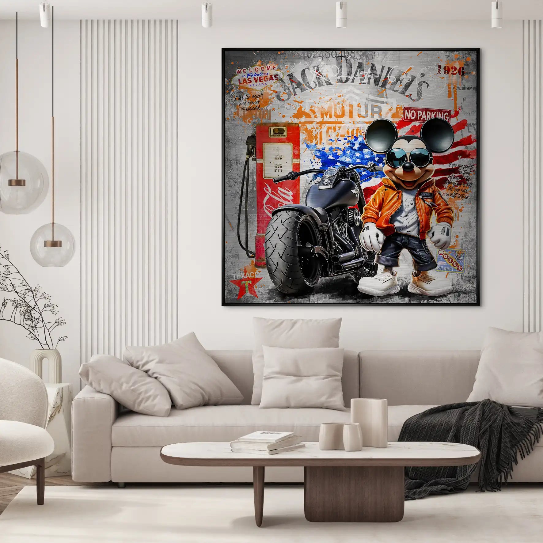 Harley Micky Maus Pop Art Alu Gebürstet Bild INGALERIE