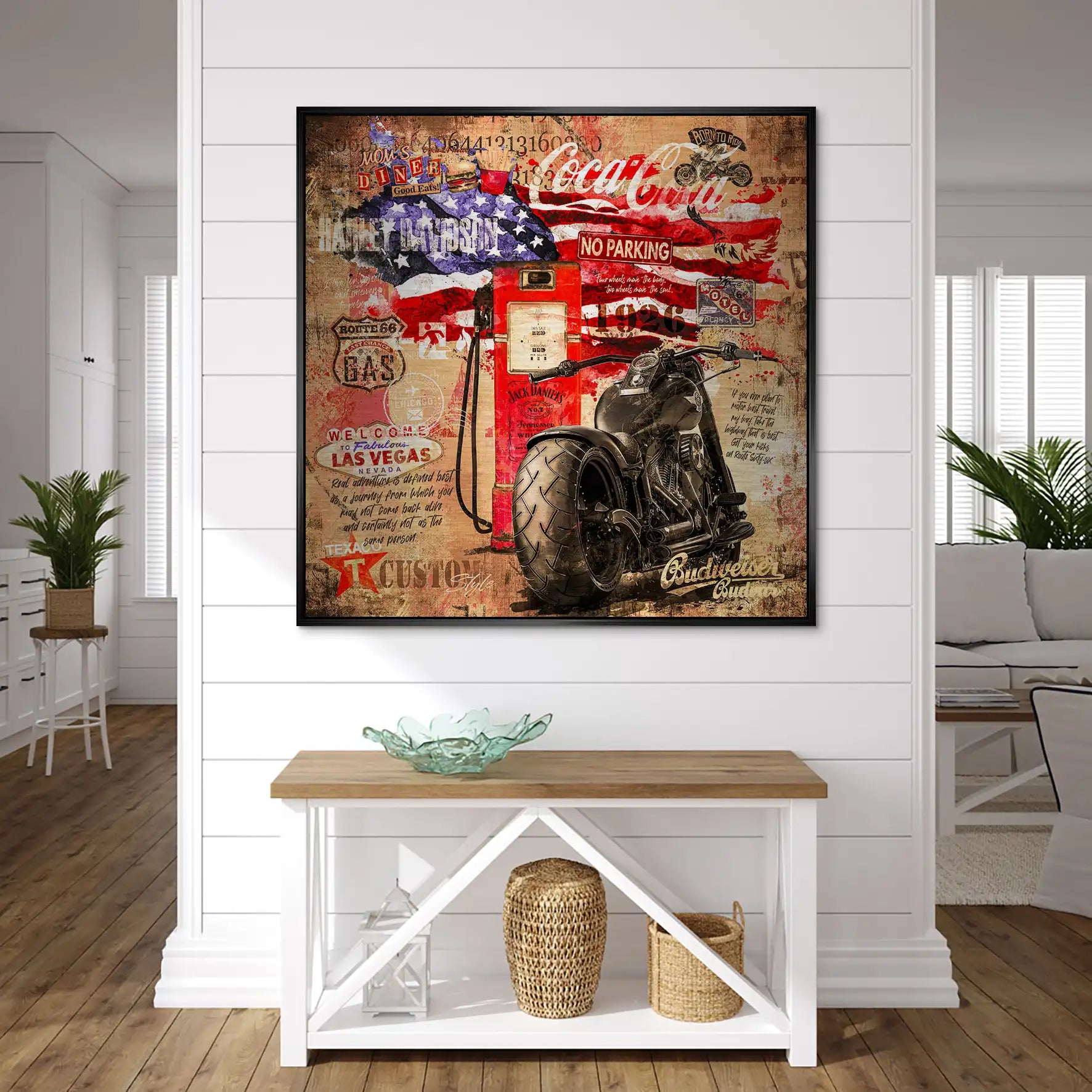 Harley USA Pop Art Retro Alu Gebürstet Bild INGALERIE