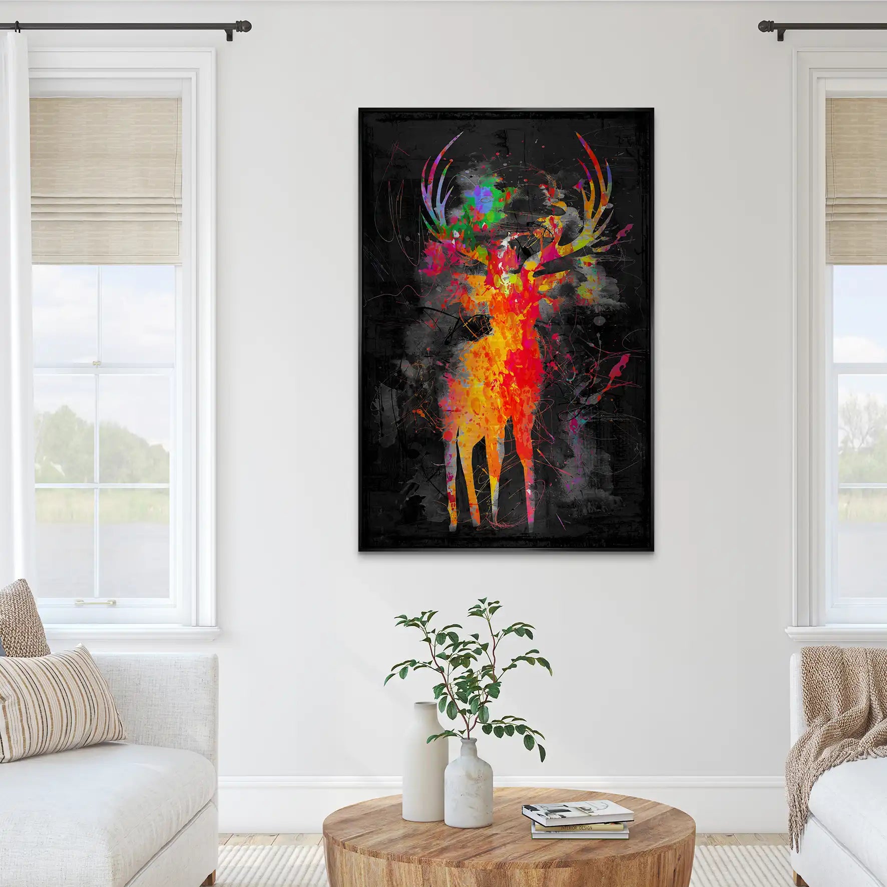 Hirsch Abstrakt Color Style AluDibond Gebürstet INGALERIE