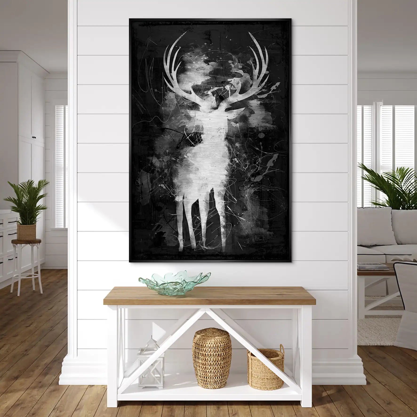 Hirsch Abstrakt Black Style AluDibond Gebürstet INGALERIE