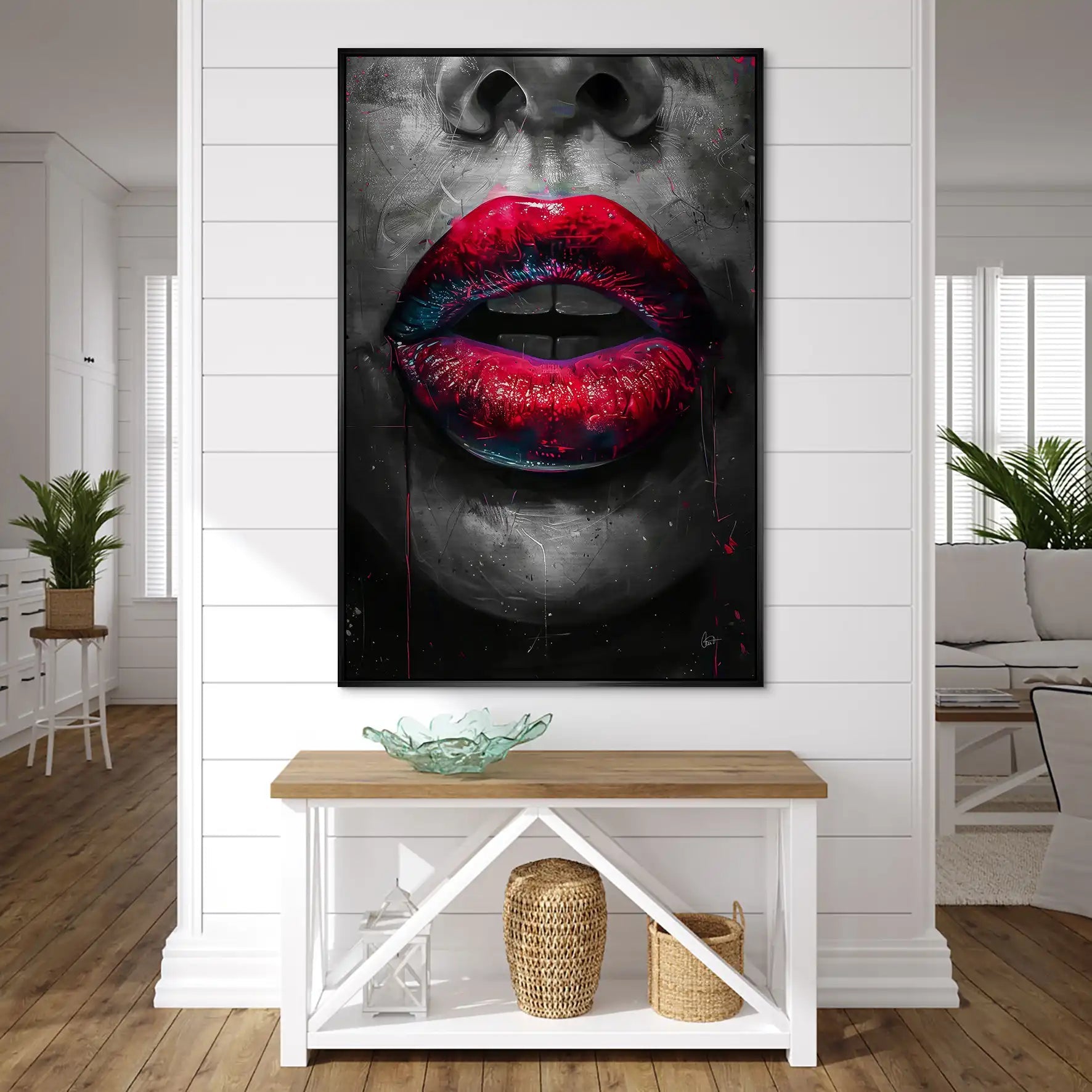 Abstrakt Red Lips Alu Gebürstet Bild INGALERIE