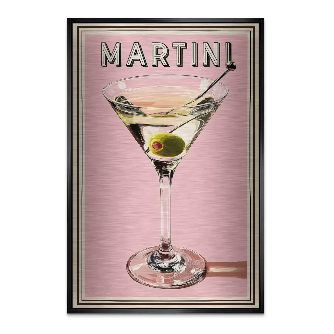 Martini Retro Art Alu Dibond Bild gebürstet