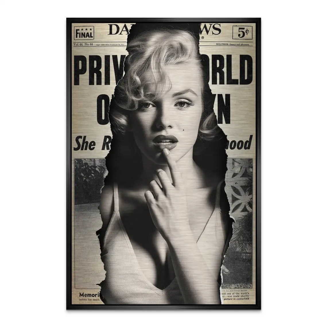 Marilyn Monroe News Alu Dibond Bild gebürstet