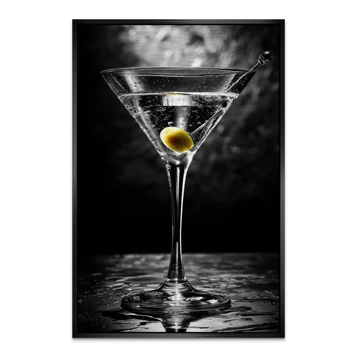 Martini Glas Noir Alu Dibond Bild gebürstet