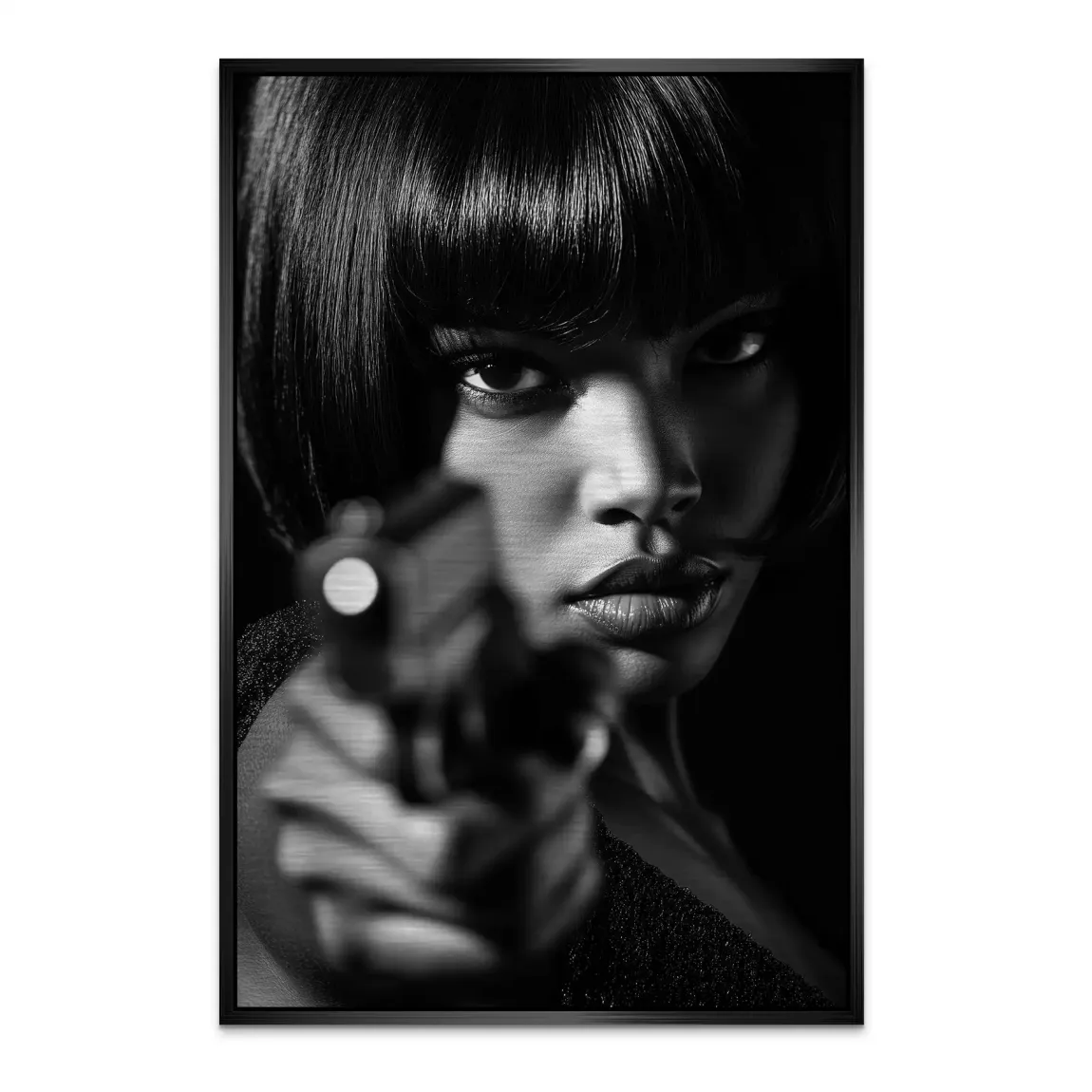 Black Gun Girl Alu Dibond Bild gebürstet INGALERIE