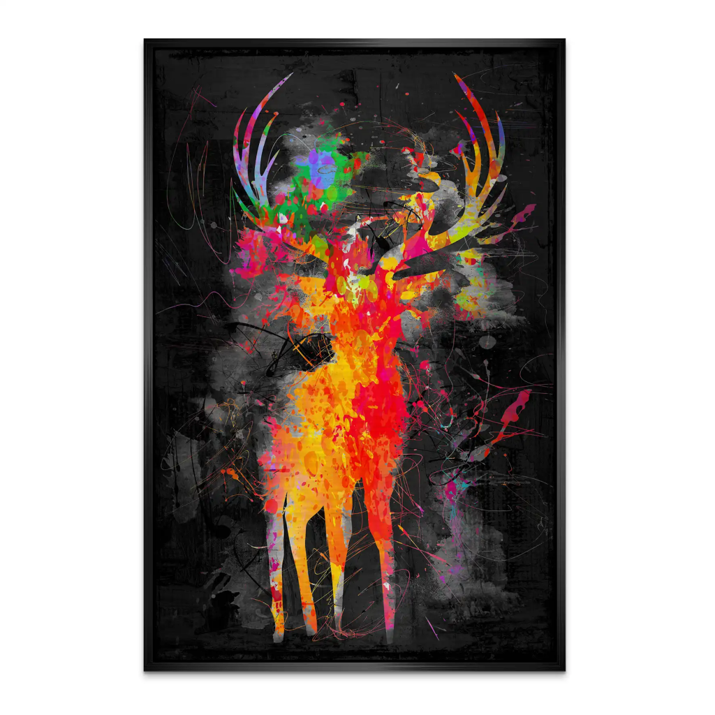 Hirsch Abstrakt Color Style AluDibond Gebürstet INGALERIE