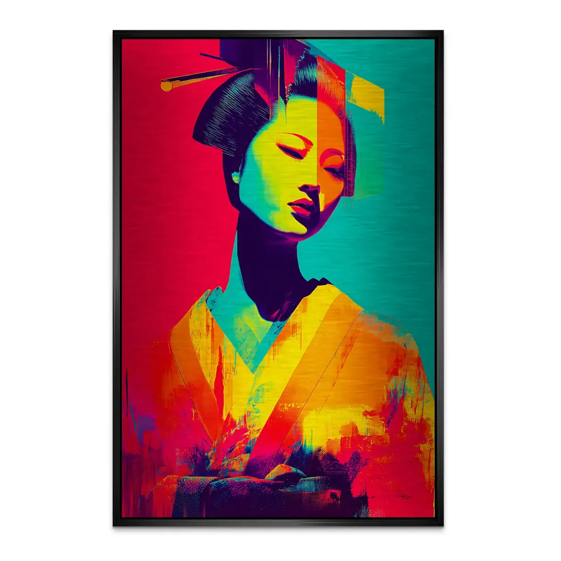 Geisha Pop Art Alu Dibond Bild gebürstet