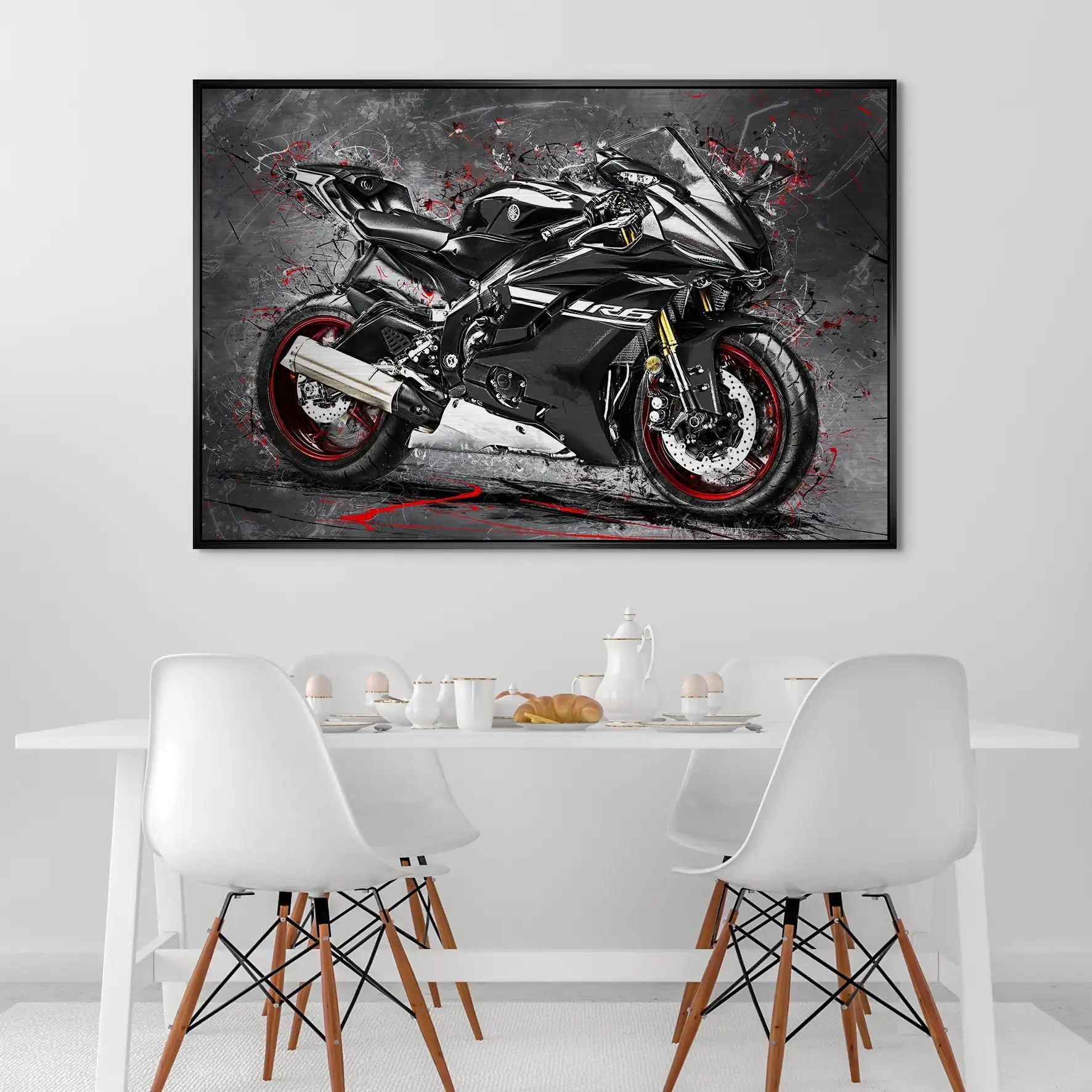 Yamaha R6 Abstrakt Black AluDibond Gebürstet INGALERIE