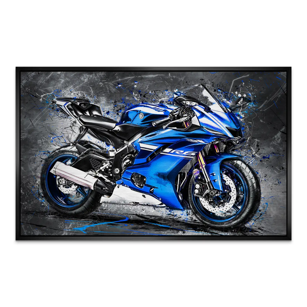 Yamaha R6 Abstrakt Blau AluDibond Gebürstet INGALERIE