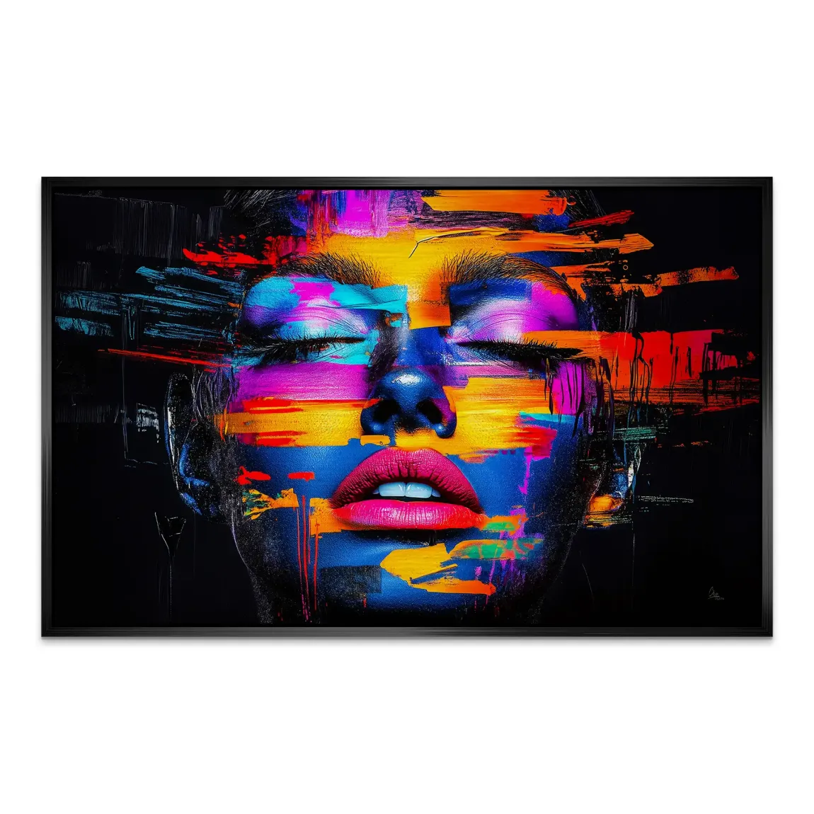 Neon Frauenportrait Aluminiumbild gebürstet
