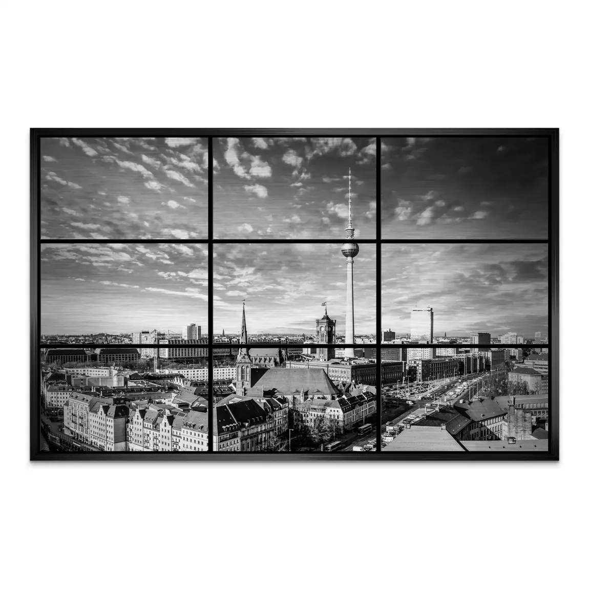 Berlin Skyline Noir AluDibond Gebürstet
