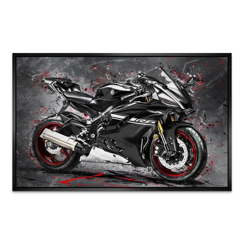 Yamaha R6 Abstrakt Black AluDibond Gebürstet INGALERIE