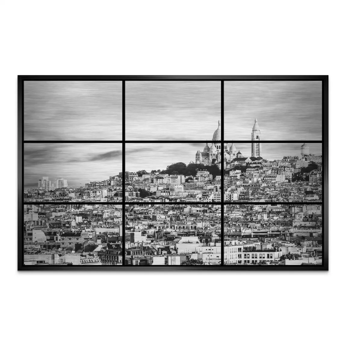 Paris Skyline Black and White AluDibond Gebürstet