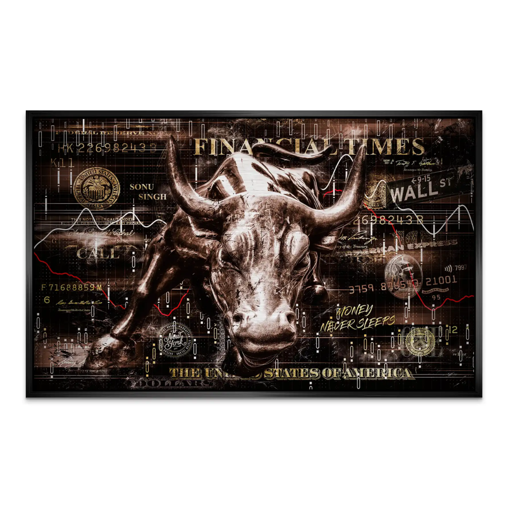 Wallstreet Bulle Retro Pop Art AluDibond Gebürstet INGALERIE