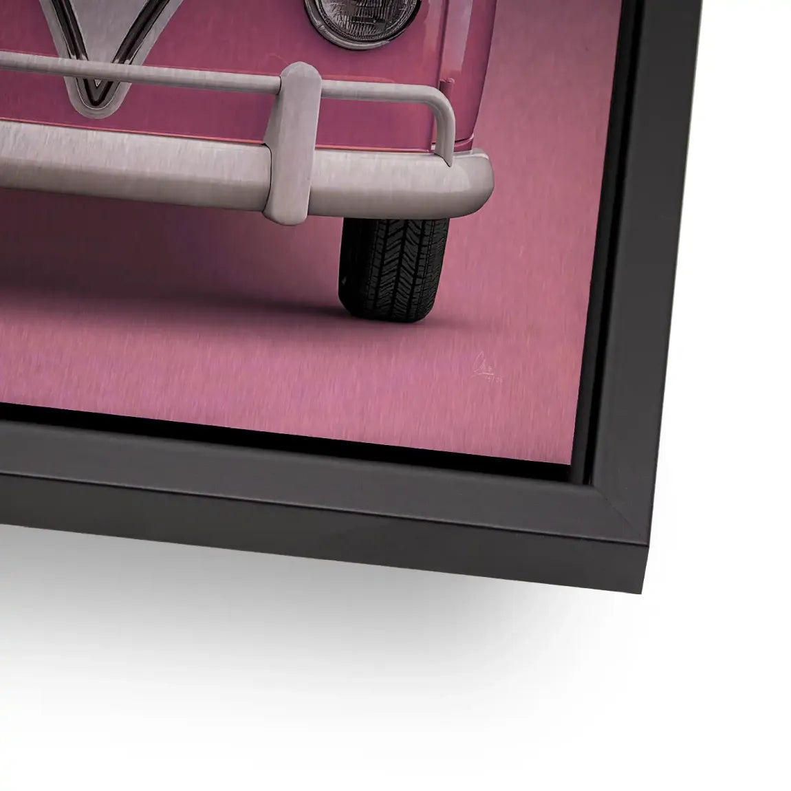 Pink VW Bulli Aluminiumbild gebürstet