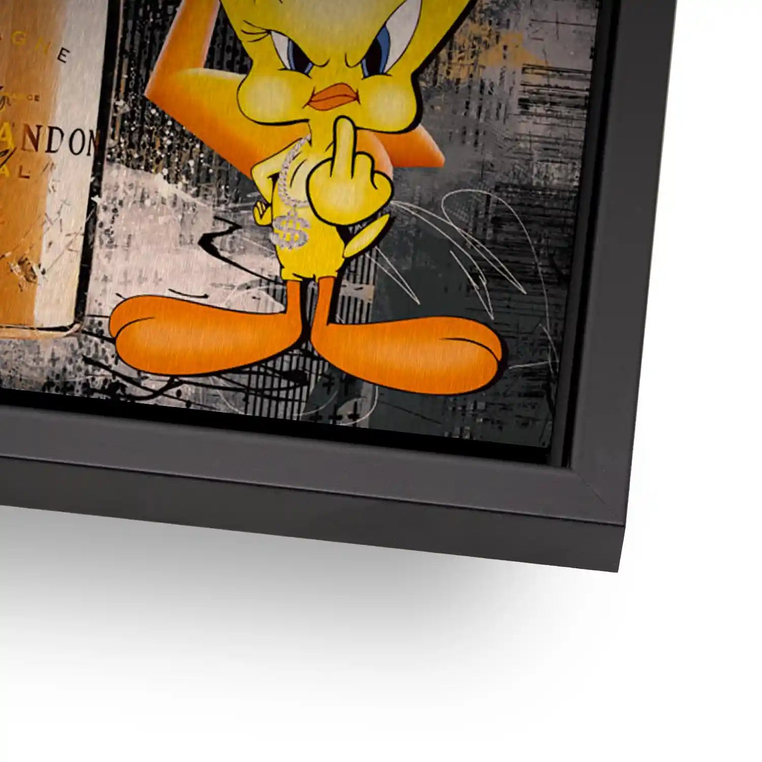 Duffy & Tweety Champagner Pop Art Aludibond Gebürstet - Alu Dibond Bild Gebürstet